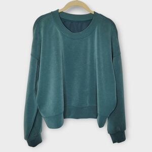 Lululemon Softstreme Perfectly Oversized Cropped Crew Sweatshirt 10 Green